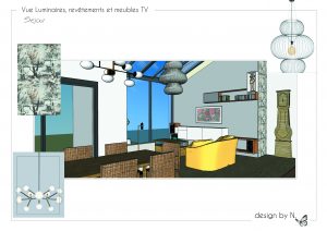 Décoratrice d'intérieur Toulouse_Planche Vues 3D revêtements et mobiliers_séjour