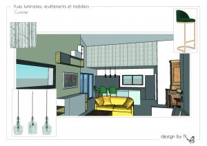 Décoratrice d'intérieur à Toulouse_Planche Vues 3D revêtements et mobiliers_cuisine